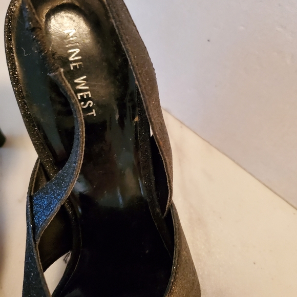 Nine West Black Glitter Evening Shoe S 8 1/2 - Picture 2 of 5